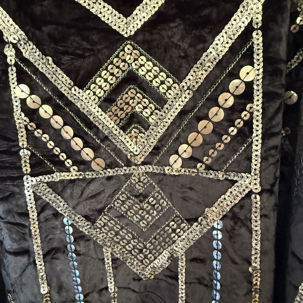 Y2K Velvet Sequin Racerback Tank Sz Lg Geo Pattern Whimsigoth Dark Fairy Witchy - Picture 3 of 8